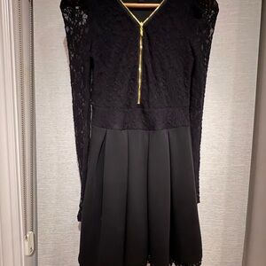 Guess Black Lace Dress with Gold Zipper